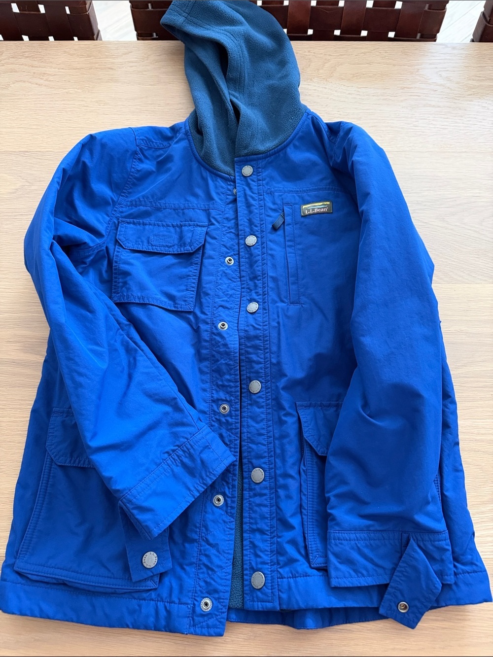 L.L. Bean Kids Blue Hooded fleeced Jacket size L 14/16